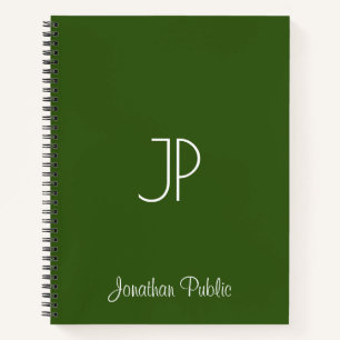 Typografie Naam Monogram Forest Green Softcover Notitieboek