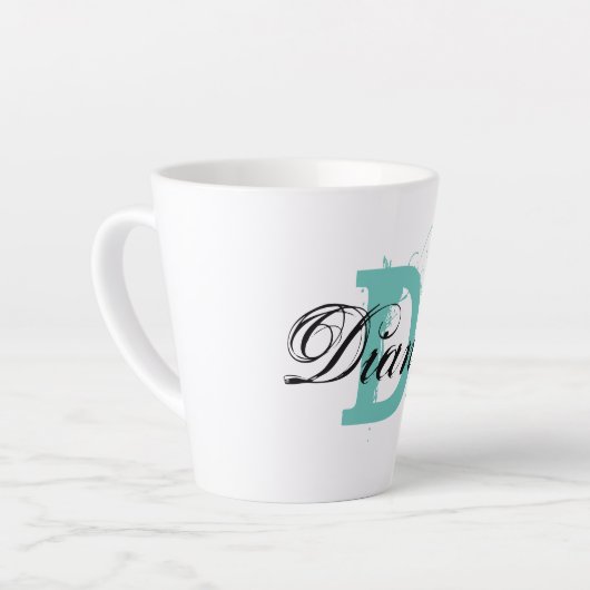  typografie naam monogram letter latte mok (Linkerhoek)