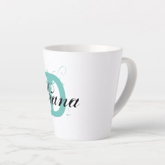  typografie naam monogram letter latte mok (Rechterhoek)