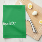 Typografie Naam Sjabloon Elegant Kelly Green Theedoek (Quarter Fold)