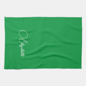 Typografie Naam Sjabloon Elegant Kelly Green Theedoek (Horizontaal)