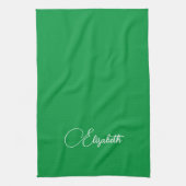 Typografie Naam Sjabloon Elegant Kelly Green Theedoek (Verticaal)