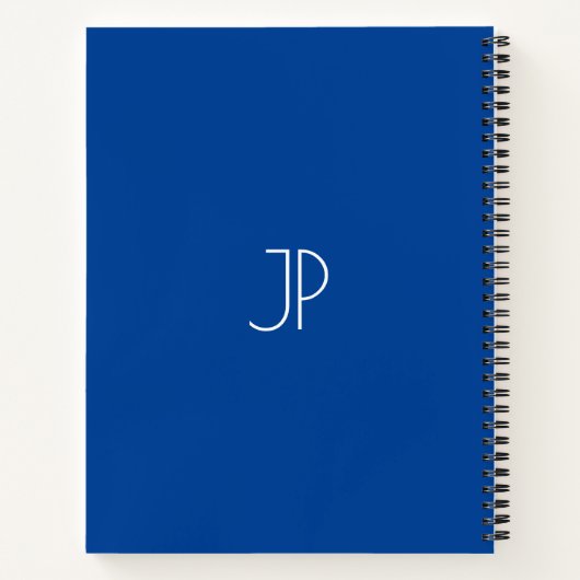 Typografie Naam Sjabloon Monogram Deep Blue Notitieboek (Achterkant)
