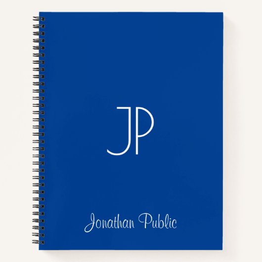 Typografie Naam Sjabloon Monogram Deep Blue Notitieboek (Voorkant)