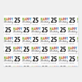 Typografie Naam Verjaardag Wrapping Paper
