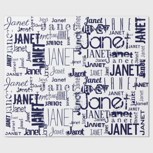 Typografie Navy Blue Cadeaupapier (Vlak)