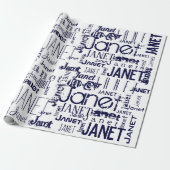 Typografie Navy Blue Cadeaupapier (Uitgerold)