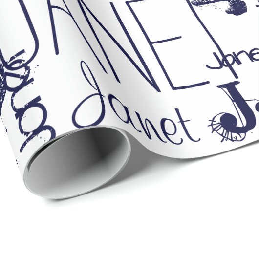 Typografie Navy Blue Cadeaupapier (Rol Hoek)