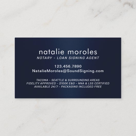 Typografie Navy Blue Visitekaartje (Achterkant)