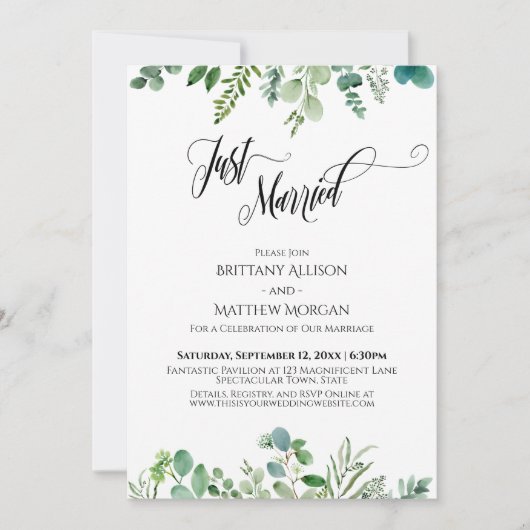 Typografie 'Net Getrouwd' Eucalyptus Groen Kaart (Voorkant)