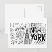 Typografie | New York City, New York Briefkaart (Voorkant / Achterkant)