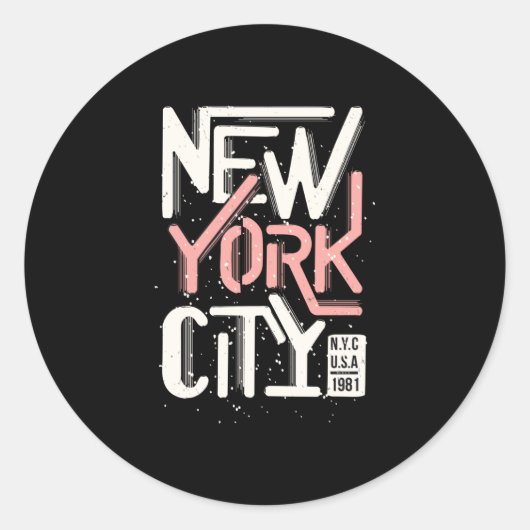 typografie New York Ronde Sticker (Voorkant)
