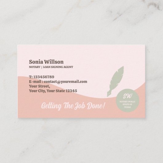 Typografie Notaris Openbare Lening Signing Agent Visitekaartje (Achterkant)