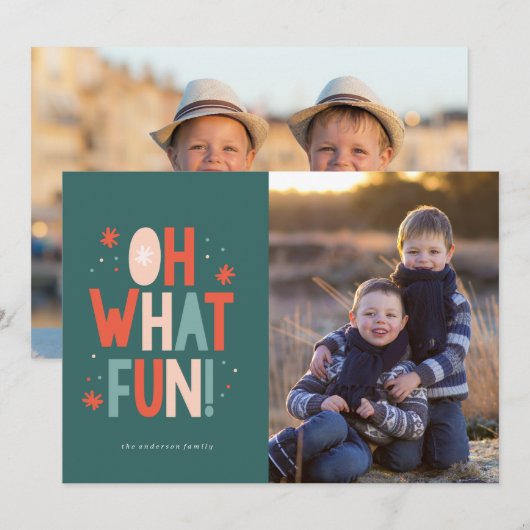 Typografie Oh wat leuk! Kaart voor Kerstmis (Voorkant / Achterkant)