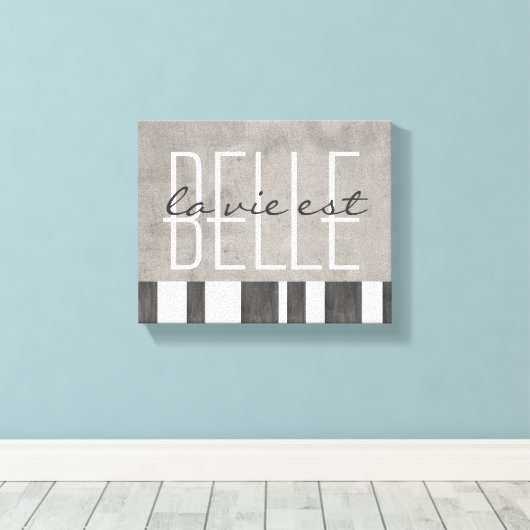 typografie omwikkeld canvas la vie est belle (Insitu (Houten vloer))