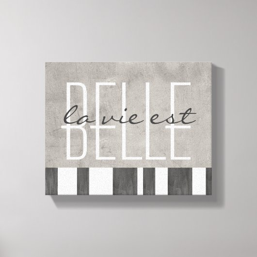 typografie omwikkeld canvas la vie est belle afdruk (Voorkant)