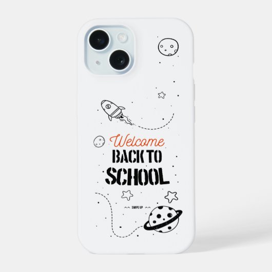 Typografie ontwerp voor terug naar school iPhone 15 case (Achterkant)
