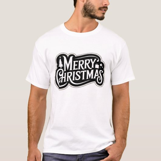 Typografie Ontwerp Vrolijk Kerstfeest T-shirt (Voorkant)