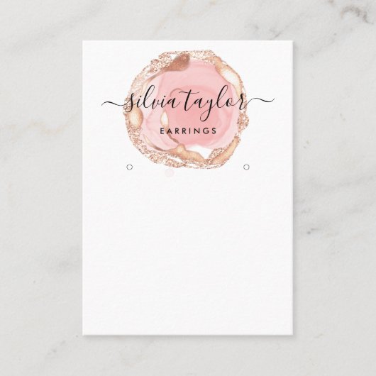 Typografie oorbellen display houder sieraden blush visitekaartje (Voorkant)