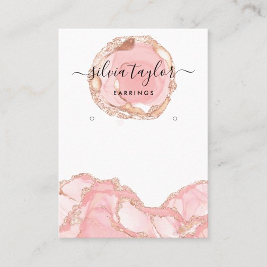 Typografie oorbellen display houder sieraden blush visitekaartje (Voorkant)