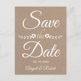 Typografie op kraftpapier bruiloft Save the Date Aankondigingskaart