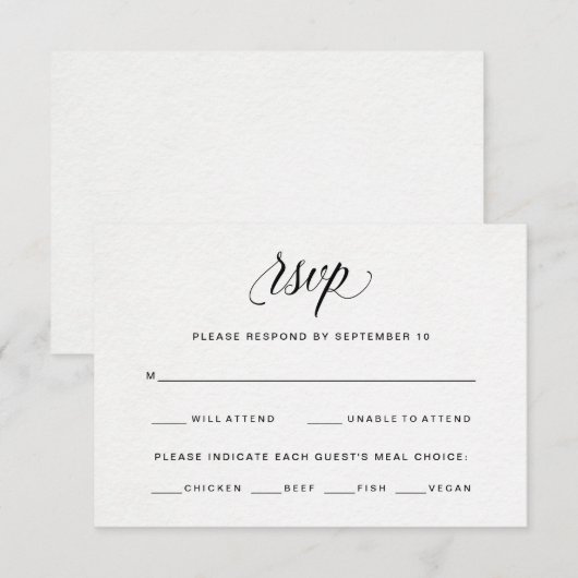 Typografie op Waterverf Paper RSVP | Keuze uit maa (Voorkant / Achterkant)