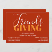 Typografie Oranje Friendsgiving Invitation Kaart (Voorkant / Achterkant)