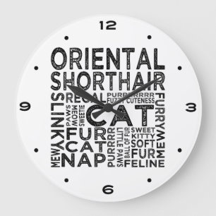 Typografie Oriental Shorthair Cat Grote Klok