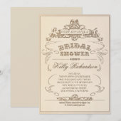 typografie Oude bruidsdouche Uitnodigingen (Voorkant / Achterkant)