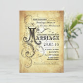  typografie Oude huwelijksuitnodigingen Kaart (Staand voorkant)