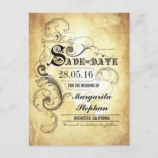 typografie Oude save the date briefkaarten (Voorkant)