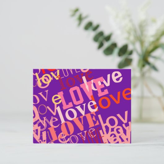 Typografie over de liefde briefkaart (Staand voorkant)