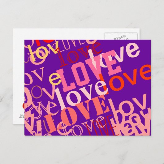 Typografie over de liefde briefkaart (Voorkant / Achterkant)