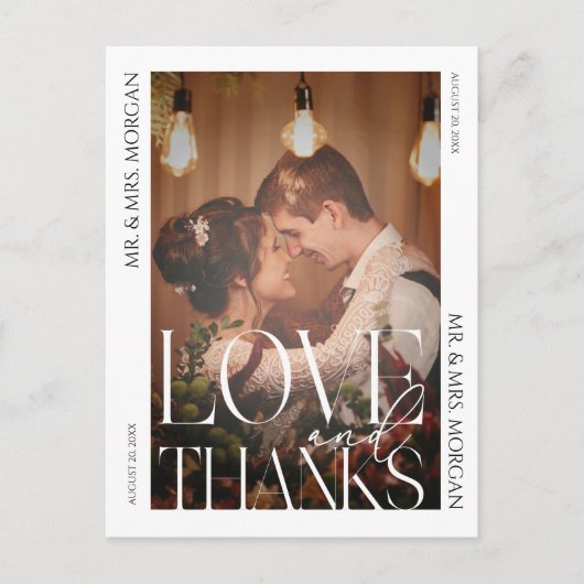 Typografie Overlay Text Photo | Bruiloft dank u Briefkaart (Voorkant)