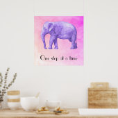 Typografie Paarse Waterverf Elephant Poster (Keuken)