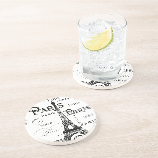 Typografie Parijs Eiffel Tower Souvenirs Zandsteen Onderzetter (Zijkant)
