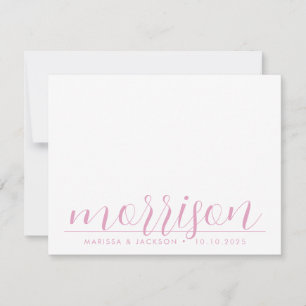 Typografie Pastel Pink Familienaam Weddenschap Notitiekaartje
