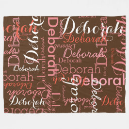 Typografie Patroon Roze Names Brown Fleece Blanket