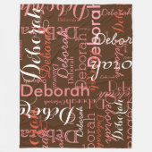 Typografie Patroon Roze Names Brown Fleece Blanket Deken (Voorkant)