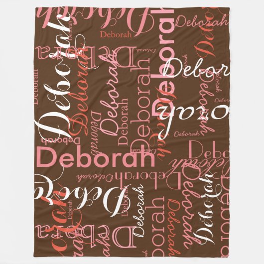 Typografie Patroon Roze Names Brown Fleece Blanket Deken (Voorkant)