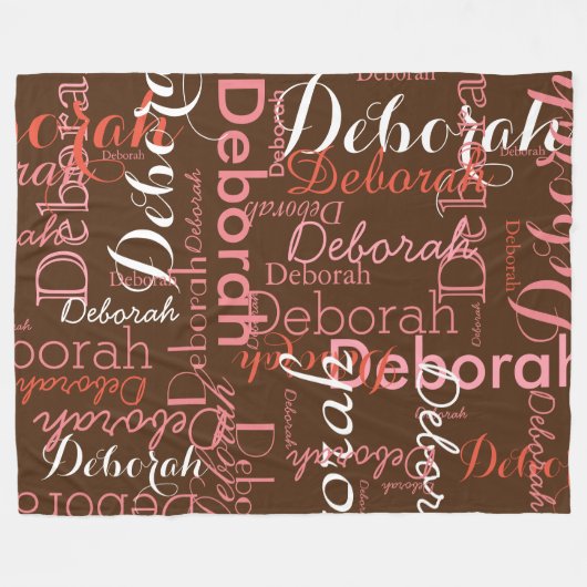 Typografie Patroon Roze Names Brown Fleece Blanket Deken (Voorkant (Horizontaal))