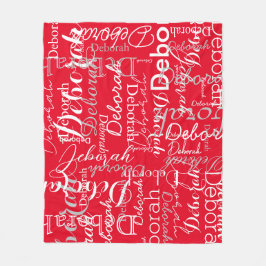 Typografie Patroon White Names Red Fleece Blanket
