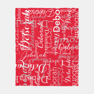 Typografie Patroon White Names Red Fleece Blanket Deken