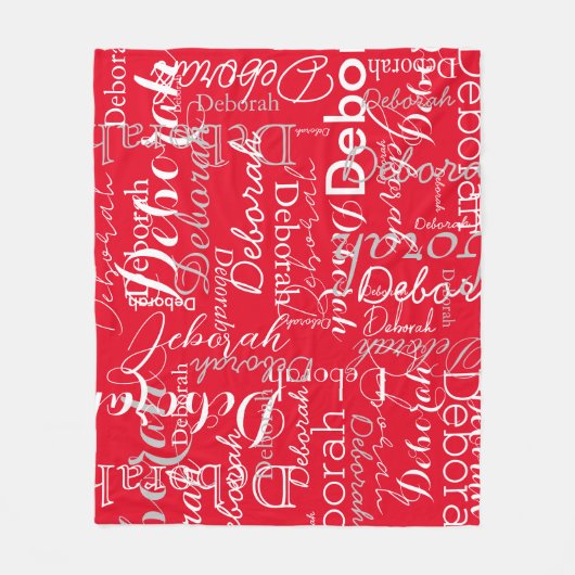 Typografie Patroon White Names Red Fleece Blanket Deken (Voorkant)