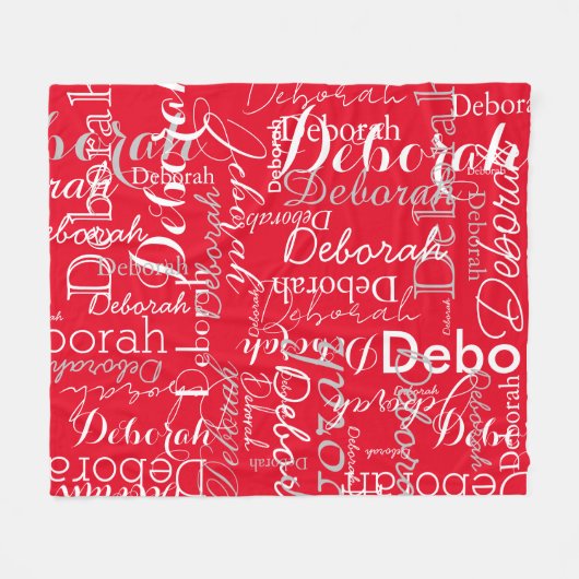 Typografie Patroon White Names Red Fleece Blanket Deken (Voorkant (Horizontaal))