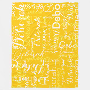 Typografie Patroon White Names Yellow Fleece Deken
