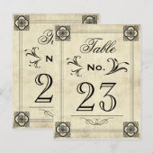 Typografie Perkament Vintage Trouwtafel Nummers Briefkaart (Voorkant / Achterkant)