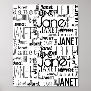 Typografie Personaliseren Zwarte witte naam Poster