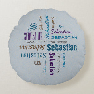 Typografie Persoonsnaam Collage Boy om het even we Rond Kussen