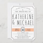 Typografie perzik omgekeerde hoeken bruiloft kaart (Voorkant)